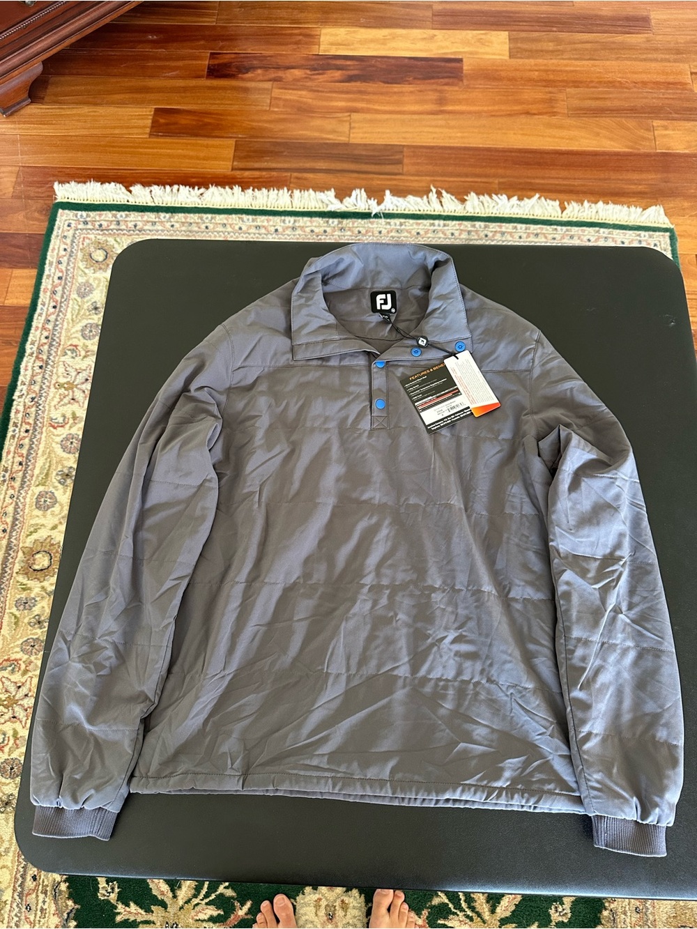 FootJoy Golf Gray Lightweight Snap-Placket Puffer Pullover Mens Medium